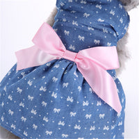 HKM-0225213 Pet Bow Skirt Summer Dress for All Sizes - Stylish Polyester Outfit