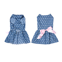 HKM-0225213 Pet Bow Skirt Summer Dress for All Sizes - Stylish Polyester Outfit