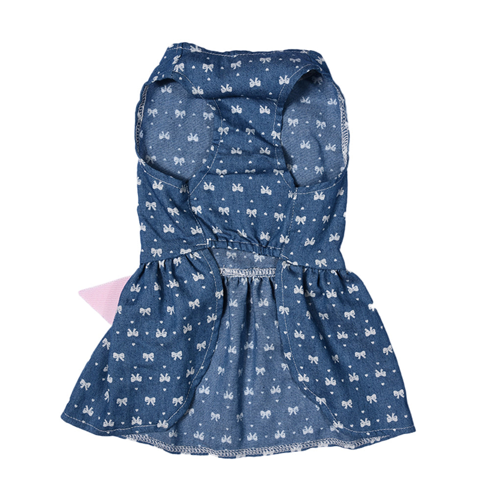 HKM-0225213 Pet Bow Skirt Summer Dress for All Sizes - Stylish Polyester Outfit