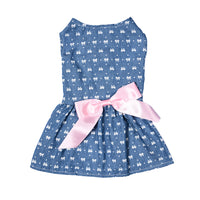 HKM-0225213 Pet Bow Skirt Summer Dress for All Sizes - Stylish Polyester Outfit