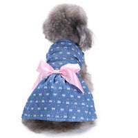 HKM-0225213 Pet Bow Skirt Summer Dress for All Sizes - Stylish Polyester Outfit