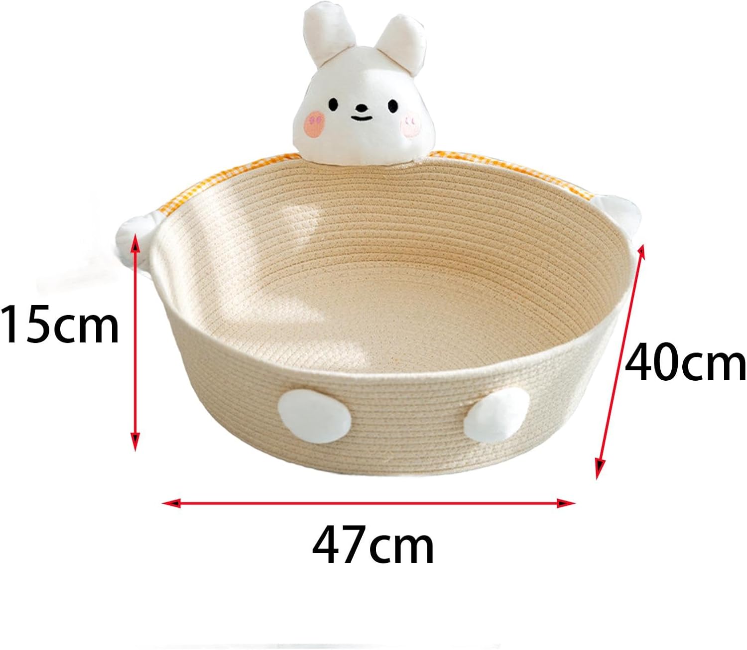 HKM-0226109 Cotton Rope Cat Bed and Scratcher with Multi-Purpose Woven Basket for Indoor Cats and Small Pets