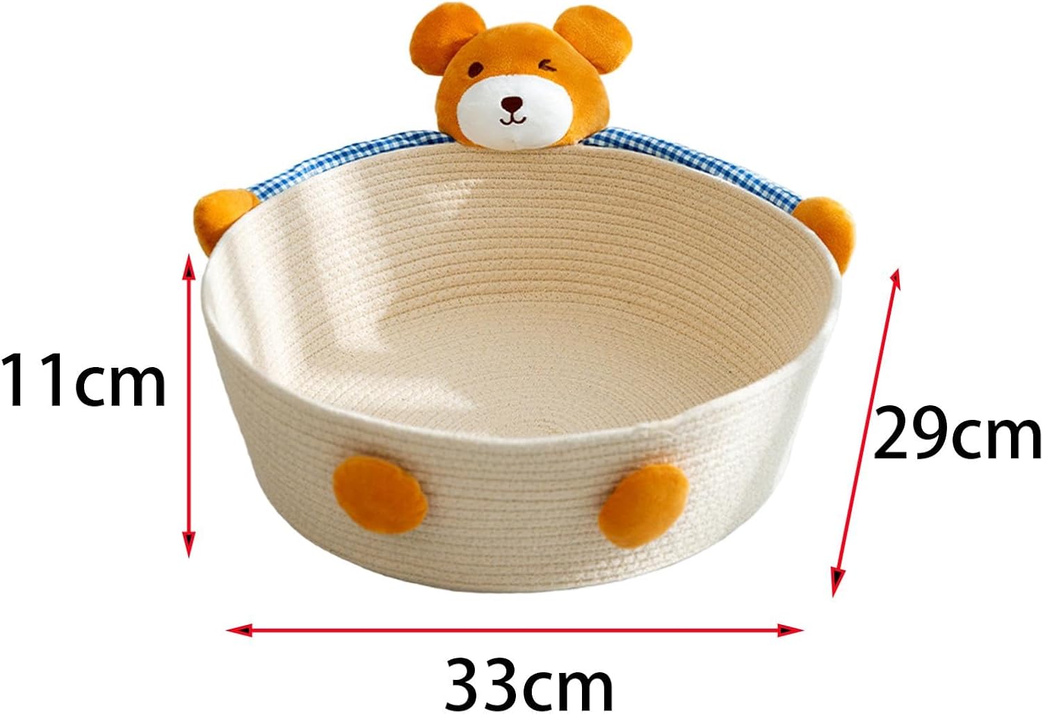 HKM-0226109 Cotton Rope Cat Bed and Scratcher with Multi-Purpose Woven Basket for Indoor Cats and Small Pets