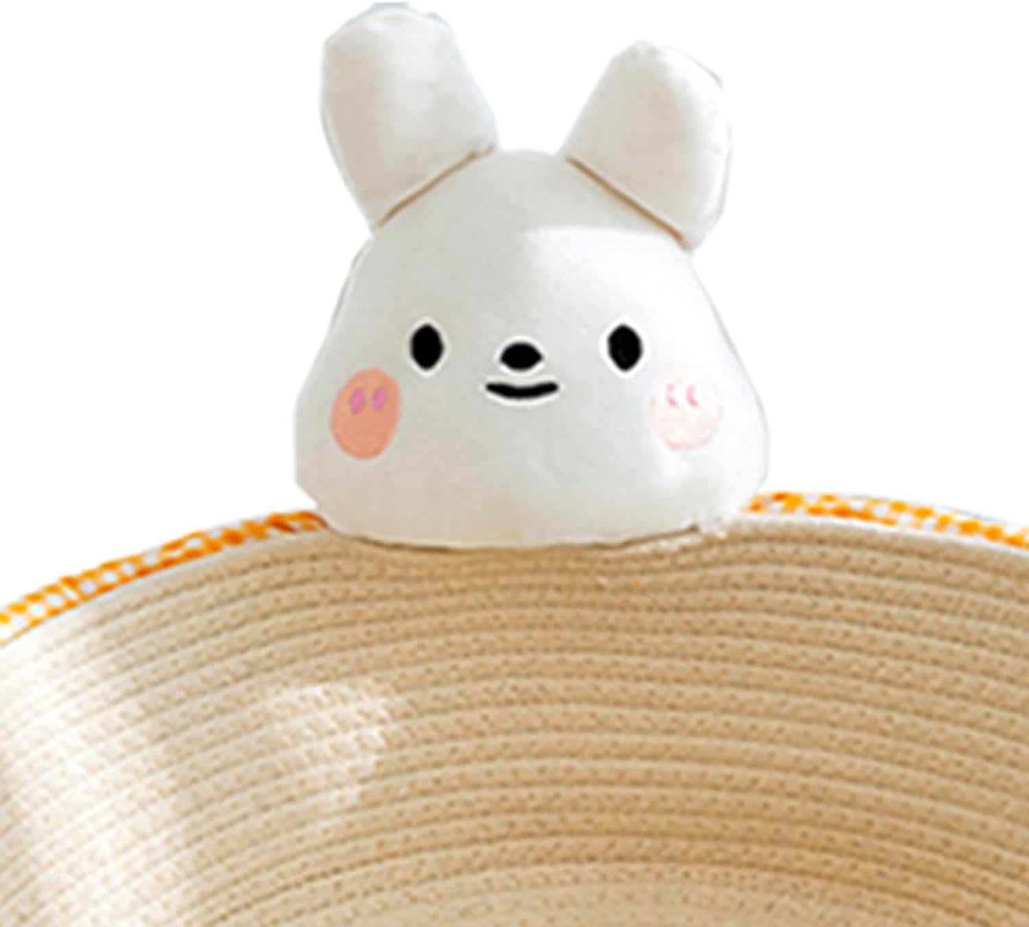 HKM-0226109 Cotton Rope Cat Bed and Scratcher with Multi-Purpose Woven Basket for Indoor Cats and Small Pets