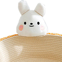 HKM-0226109 Cotton Rope Cat Bed and Scratcher with Multi-Purpose Woven Basket for Indoor Cats and Small Pets