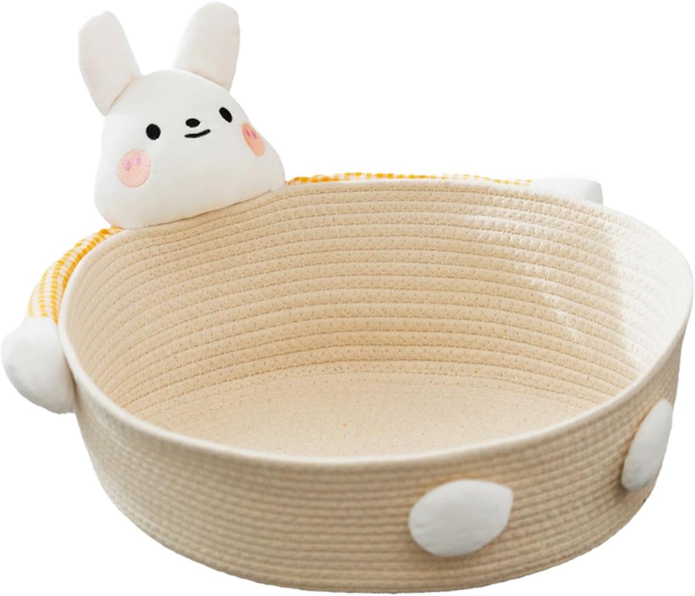 HKM-0226109 Cotton Rope Cat Bed and Scratcher with Multi-Purpose Woven Basket for Indoor Cats and Small Pets
