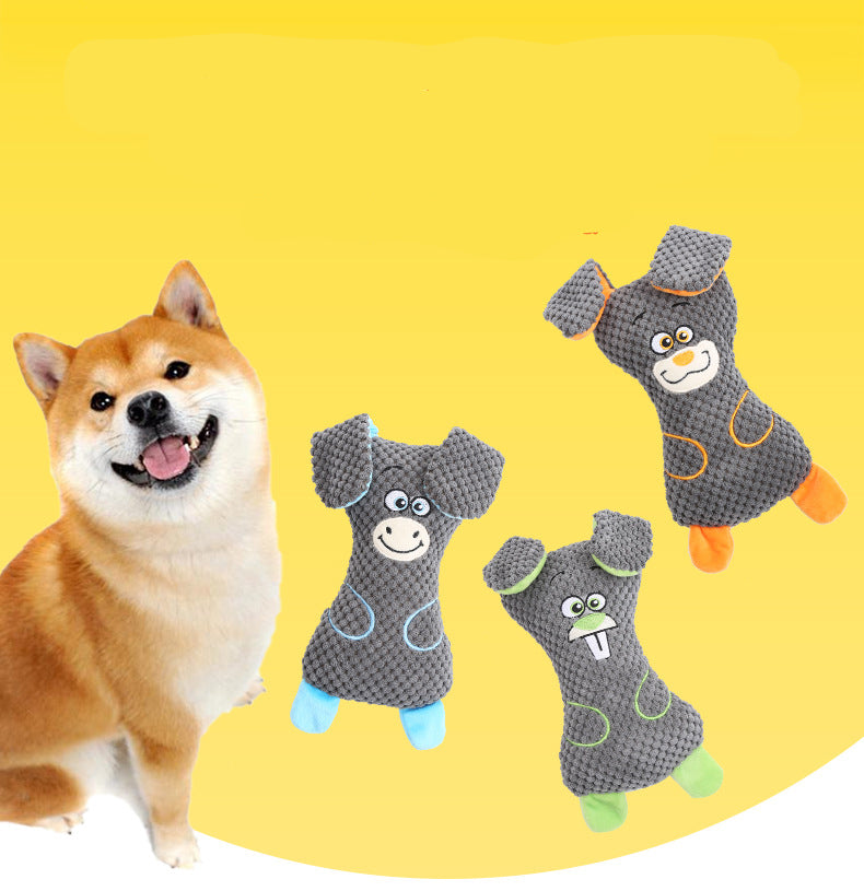 HKM-0226237 Interactive Dog Plush Toys with Squeakers for Teeth Cleaning and Playtime in Adorable Animal Shapes
