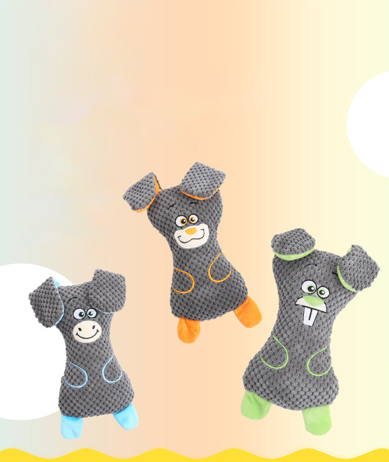 HKM-0226237 Interactive Dog Plush Toys with Squeakers for Teeth Cleaning and Playtime in Adorable Animal Shapes