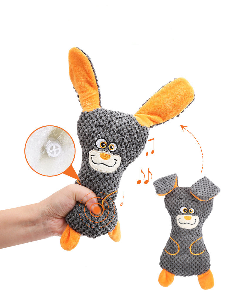 HKM-0226237 Interactive Dog Plush Toys with Squeakers for Teeth Cleaning and Playtime in Adorable Animal Shapes