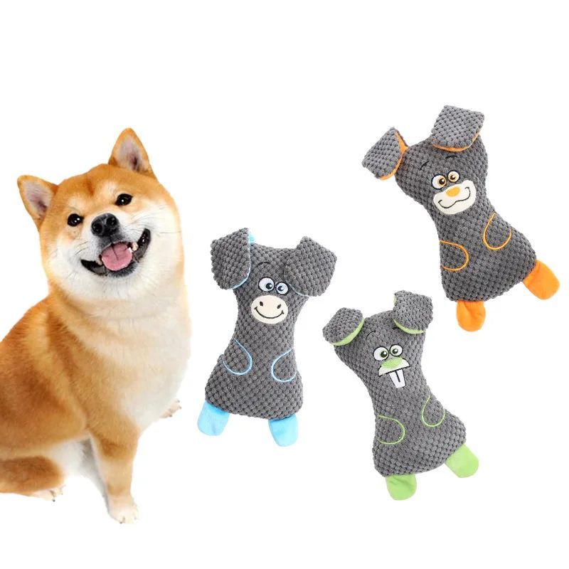 HKM-0226237 Interactive Dog Plush Toys with Squeakers for Teeth Cleaning and Playtime in Adorable Animal Shapes