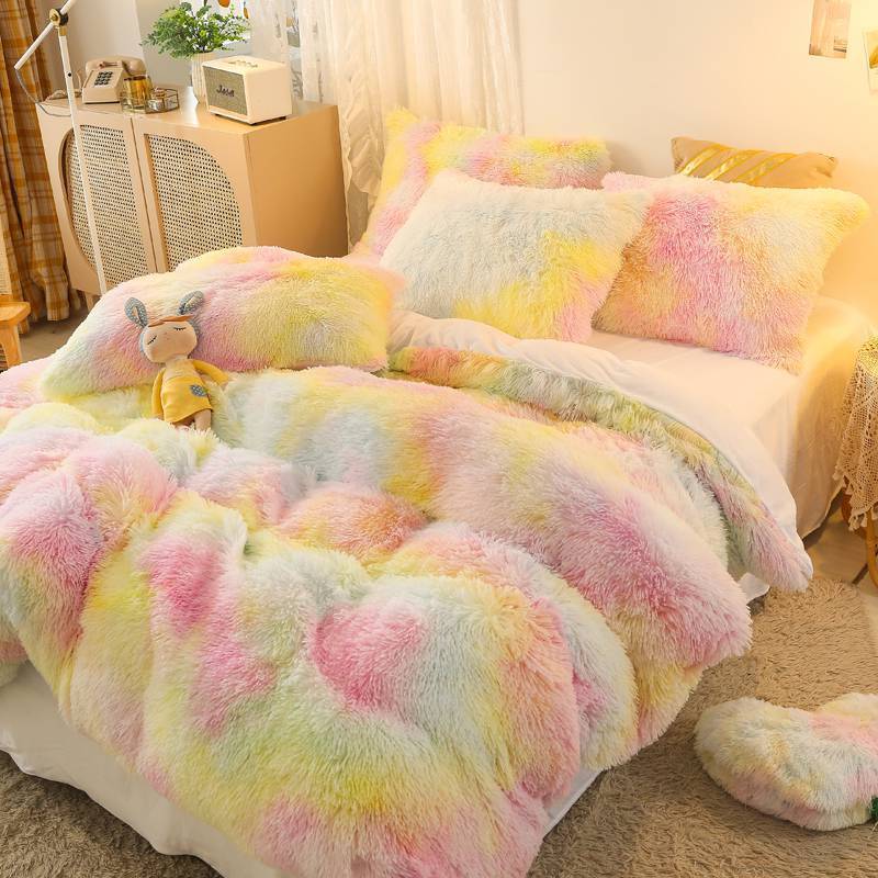 HKM-022675 Mink Velvet Four-Piece Bedding Set with Hidden Zipper and Corner Straps