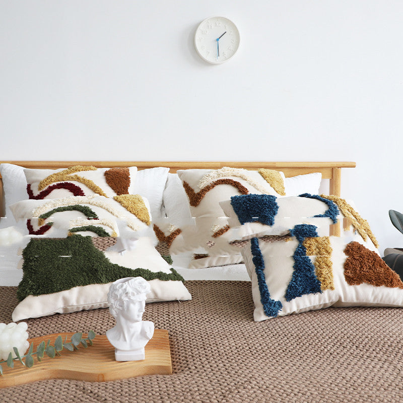 HKM-022739 Contrasting Color Tufted Pillow with PP Cotton Filling - 45x45CM