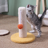 HKM-0227901 Sisal Scratching Pole with Small Shelf for Climbing and Resting in Yellow Rice and Blue
