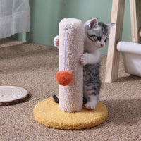 HKM-0227901 Sisal Scratching Pole with Small Shelf for Climbing and Resting in Yellow Rice and Blue