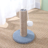 HKM-0227901 Sisal Scratching Pole with Small Shelf for Climbing and Resting in Yellow Rice and Blue