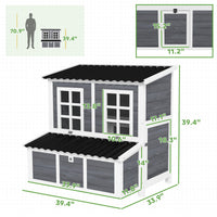 HKM-0228285 Spacious Wooden Chicken Coop with Nesting Box and Pull-Out Tray, Waterproof Roof for 4-6 Chickens
