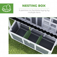 HKM-0228285 Spacious Wooden Chicken Coop with Nesting Box and Pull-Out Tray, Waterproof Roof for 4-6 Chickens