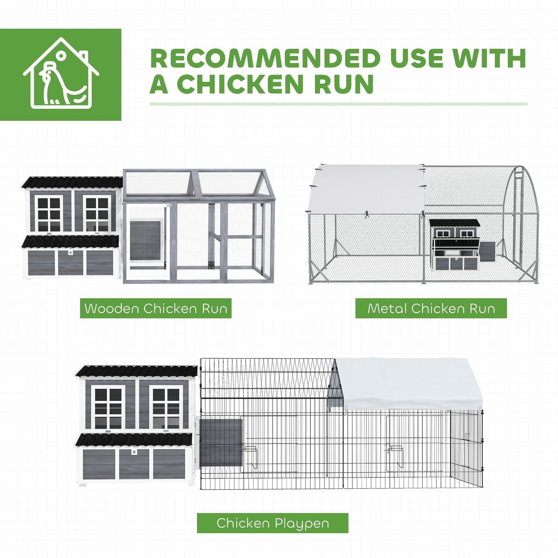 HKM-0228285 Spacious Wooden Chicken Coop with Nesting Box and Pull-Out Tray, Waterproof Roof for 4-6 Chickens