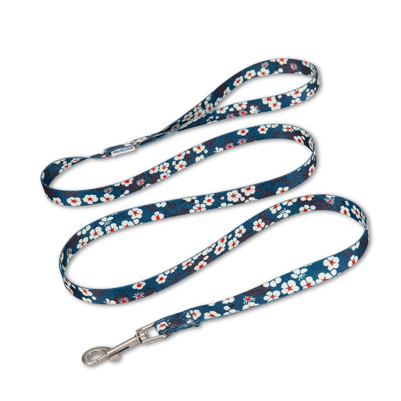 HKM-0228413 Floral Pattern Hand-Held Rope for Cats and Dogs - Durable Nylon Design, 1.3cm Width, 120cm Length