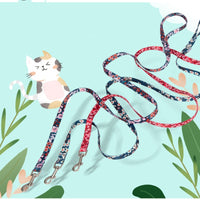 HKM-0228413 Floral Pattern Hand-Held Rope for Cats and Dogs - Durable Nylon Design, 1.3cm Width, 120cm Length