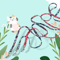 HKM-0228413 Floral Pattern Hand-Held Rope for Cats and Dogs - Durable Nylon Design, 1.3cm Width, 120cm Length