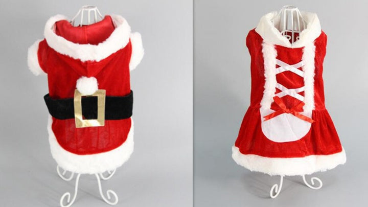HKM-0228797 Cozy Red Plaid Dog Vest & Skirt Set for Small Dogs - Winter Pet Clothing