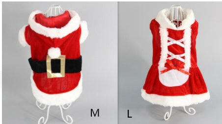 HKM-0228797 Cozy Red Plaid Dog Vest & Skirt Set for Small Dogs - Winter Pet Clothing