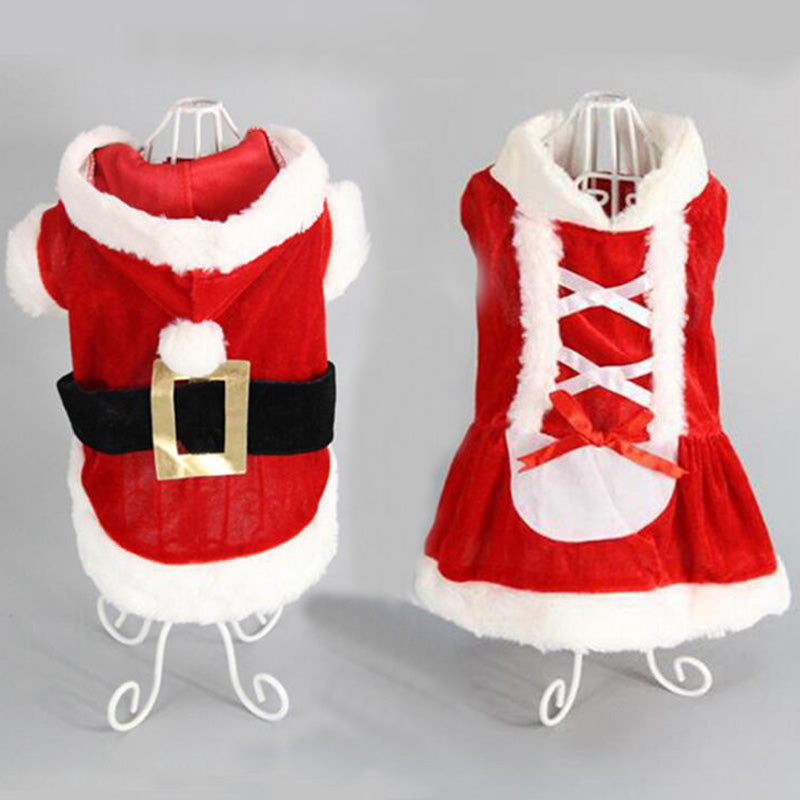 HKM-0228797 Cozy Red Plaid Dog Vest & Skirt Set for Small Dogs - Winter Pet Clothing