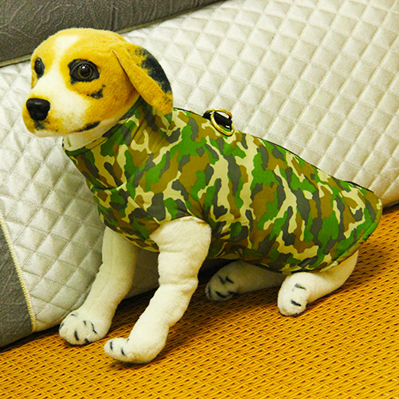 HKM-0229053 Warm Cotton Coat for Dogs in Camouflage Patterns - Dark Green & Light Green, Various Sizes Available