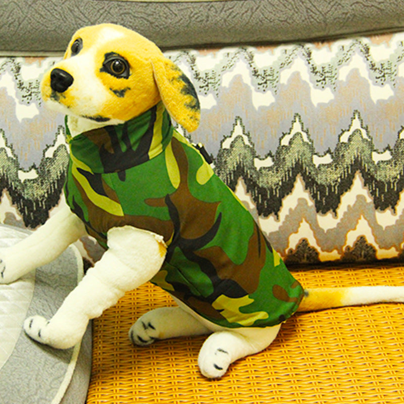 HKM-0229053 Warm Cotton Coat for Dogs in Camouflage Patterns - Dark Green & Light Green, Various Sizes Available