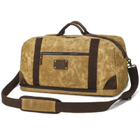 HKM-022931 Retro Canvas Travel Bag with Leather Accents - Large Capacity Crossbody Handbag for Adventurers