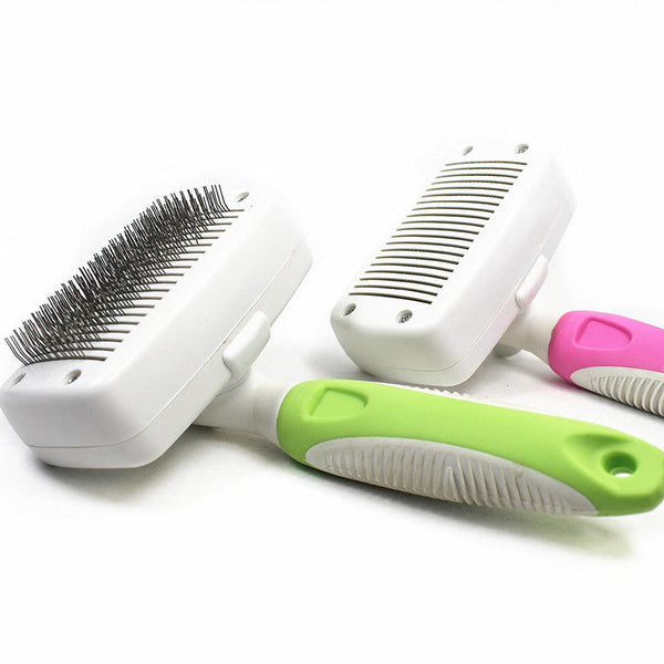 HKM-0230205 Automatic Dog Hair Removal Wire Comb for Teddy, Bichon, Golden Retriever - Easy Grooming Tool