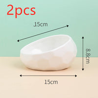 HKM-0230589 Ceramic Cat and Dog Bowl with Oblique Mouth Design in Multiple Colors