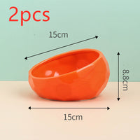 HKM-0230589 Ceramic Cat and Dog Bowl with Oblique Mouth Design in Multiple Colors