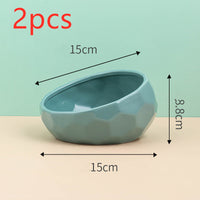 HKM-0230589 Ceramic Cat and Dog Bowl with Oblique Mouth Design in Multiple Colors