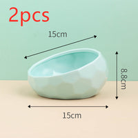 HKM-0230589 Ceramic Cat and Dog Bowl with Oblique Mouth Design in Multiple Colors