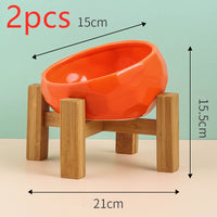 HKM-0230589 Ceramic Cat and Dog Bowl with Oblique Mouth Design in Multiple Colors
