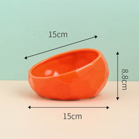 HKM-0230589 Ceramic Cat and Dog Bowl with Oblique Mouth Design in Multiple Colors