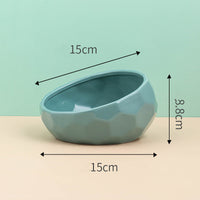 HKM-0230589 Ceramic Cat and Dog Bowl with Oblique Mouth Design in Multiple Colors