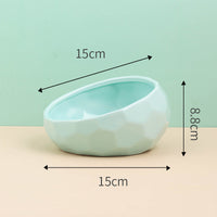 HKM-0230589 Ceramic Cat and Dog Bowl with Oblique Mouth Design in Multiple Colors