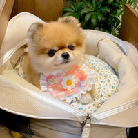 HKM-0231997 Cute Plaid Lace Bib for Pets - Yellow, Orange, Blue Grids, Polyester, One Size, 13.5cm x 9cm