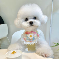 HKM-0231997 Cute Plaid Lace Bib for Pets - Yellow, Orange, Blue Grids, Polyester, One Size, 13.5cm x 9cm