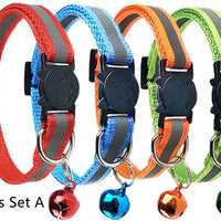 HKM-0232381 Reflective Polyester Cat Collar with Colorful Bell ¨C Adjustable 19-32cm
