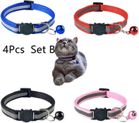 HKM-0232381 Reflective Polyester Cat Collar with Colorful Bell ¨C Adjustable 19-32cm