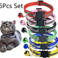 HKM-0232381 Reflective Polyester Cat Collar with Colorful Bell ¨C Adjustable 19-32cm