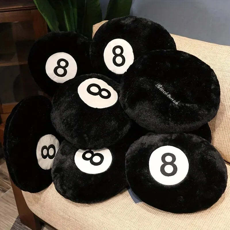 HKM-023315 Black Billiards Plush Pillow Toy Cushion for Sofa, 35cm