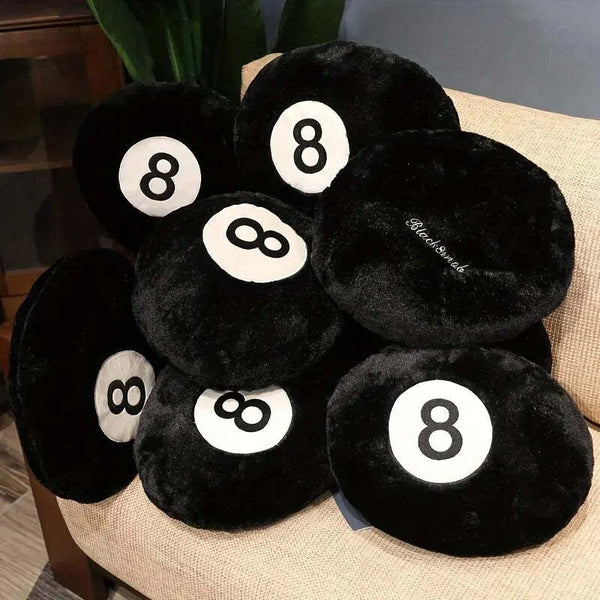 HKM-023315 Black Billiards Plush Pillow Toy Cushion for Sofa, 35cm