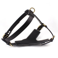 HKM-0233661 Black Leather Chest Strap for Medium to Large Dogs, Adjustable Fit 49-86cm
