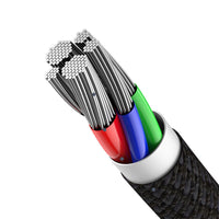 HKM-023379 High-Density Braided Flash Charging Data Cable - Type-C to Type-C, 1m/2m Lengths, Black/White/Navy Blue