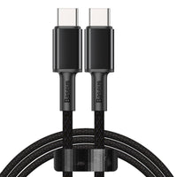 HKM-023379 High-Density Braided Flash Charging Data Cable - Type-C to Type-C, 1m/2m Lengths, Black/White/Navy Blue